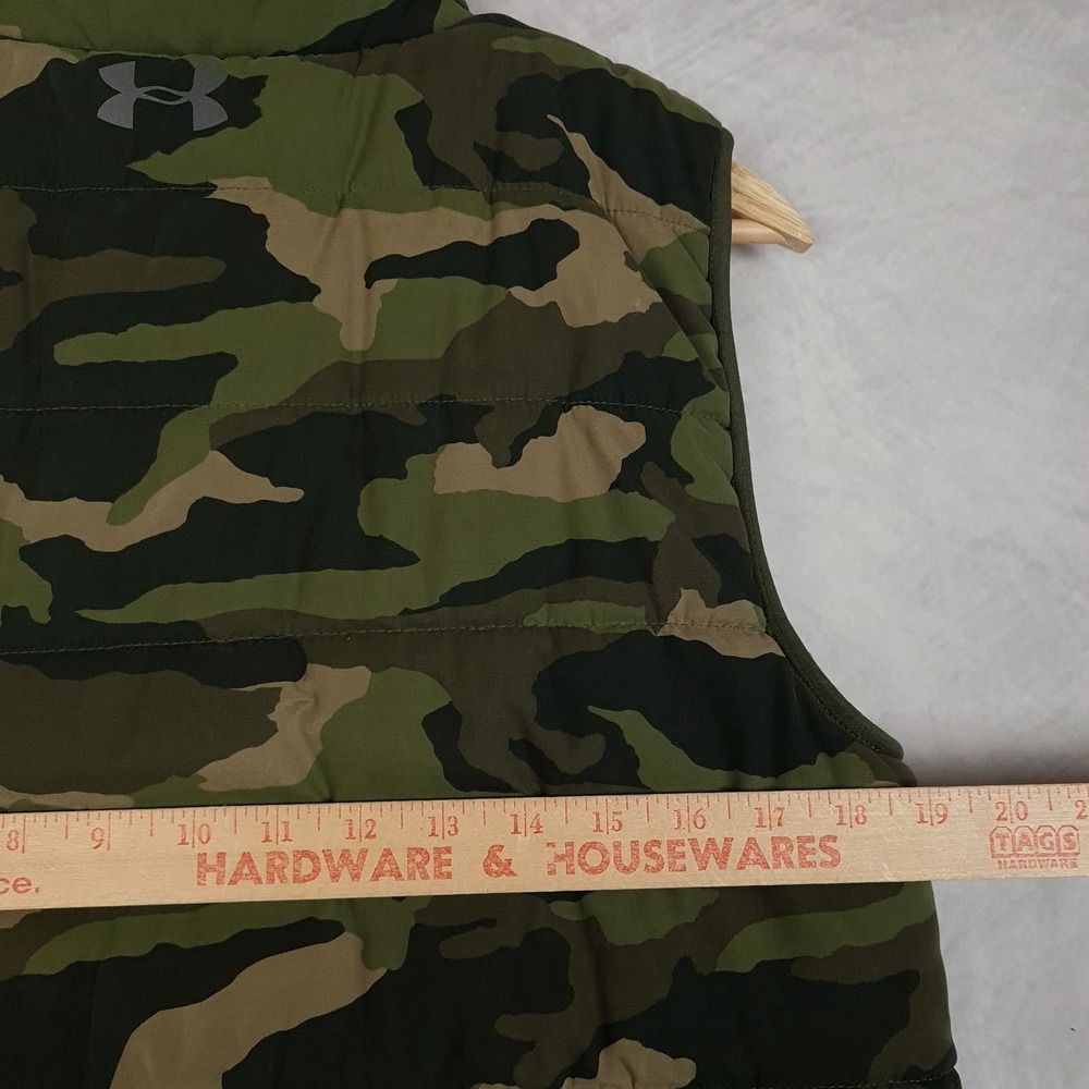 Under Armour Vest Boys XL 18-20 Green Camo Fleece Lined Puffer ColdGear Storm - Picture 11 of 16